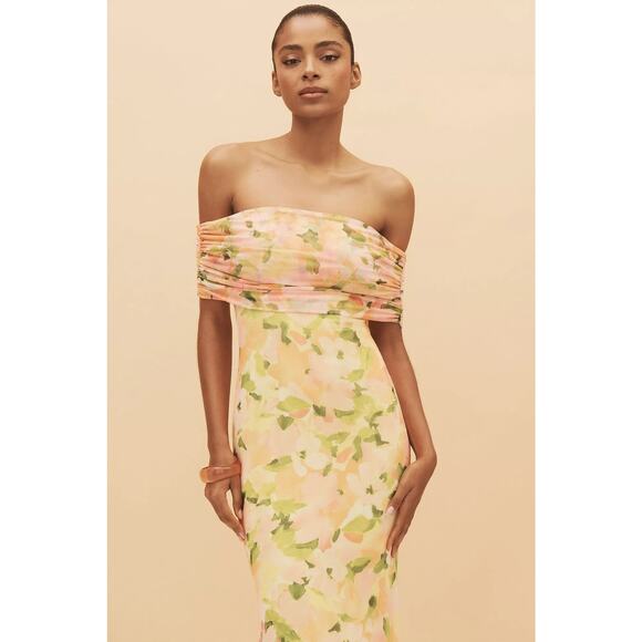 AFRM Mccall Off-The-Shoulder Mesh Maxi Dress - XS - Picture 1 of 5